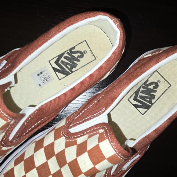 Vans Rust/Brown Checkerboard Slip-Ons - Picture 3 of 14